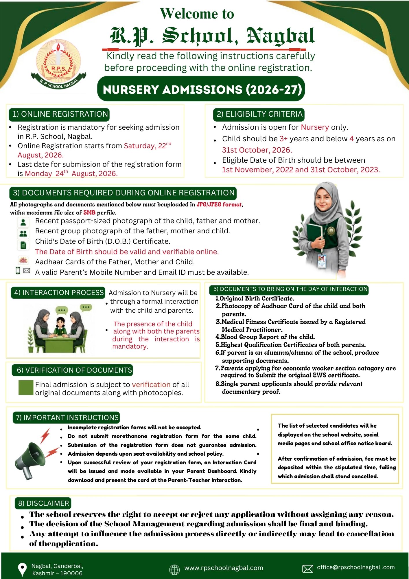 R.P. School Nagbal Nursery Admissions 2026-27